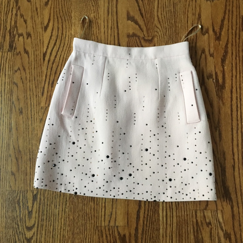 CHRISTOPHER KANE 2014 Pink Wool Crystal Skirt Sz 2